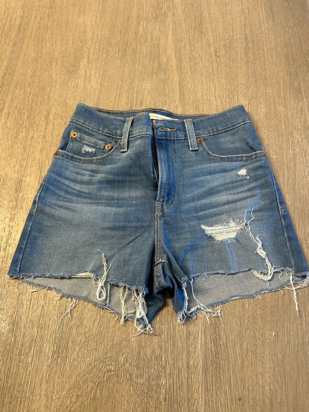 Levi's Distressed Blue Denim Cutoff Shorts